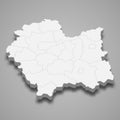 3d map of Lesser Poland voivodeship is a province of Poland