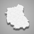 3d map of Lublin voivodeship is a province of Poland