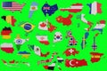 3D map with many Countries. Map of Countries land border with flag. 3d rendering Royalty Free Stock Photo