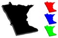 3D map of Minnesota Royalty Free Stock Photo