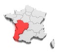 Map of Nouvelle-Aquitaine region, France Royalty Free Stock Photo