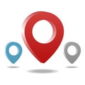 3D map pin collection. GPS, location pin sign. Map pointer symbol. Set of circle pointers infographic business element