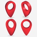 3d map pointer pin isolated. Red Pin. Location symbols. Web point set. vector Royalty Free Stock Photo
