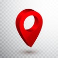 3d map pointer. Red navigator symbol isolated on transparent background. Vector illustration Royalty Free Stock Photo