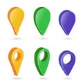 3d Map Pointer Vector. Colorful Set of Modern Map Round Pointers. Navigator Icon Isolated On White Background With Soft Shadow Royalty Free Stock Photo