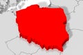 Poland - political map, red country shape, borders