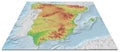 3D map of the relief of Spain with seabed