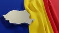 3d map and flag of Romania