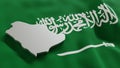 3d map and flag of Saudi Arabia