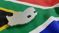 3d map and flag of South Africa