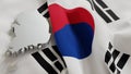 3d map and flag of South Korea