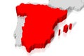Spain - political map, red country shape, borders