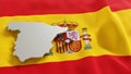 3d map and flag of Spain