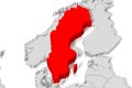 Sweden - political map, red country shape, borders