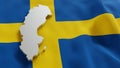 3d map and flag of Sweden