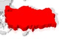 Turkey - political map, red country shape, borders Royalty Free Stock Photo