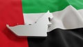 3d map and flag of the United Arab Emirates