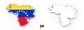 3D map of Venezuela white silhouette and flag