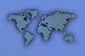 3d Map of the worldover blue shadows.