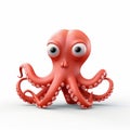 Humorous Red Octopus Photobashing Artwork On White Background