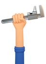 3d mechanic hand holds adjustable spanner Royalty Free Stock Photo