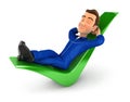 3d mechanic relaxed on a check mark Royalty Free Stock Photo