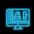 3d in mechanical design neon glow icon illustration
