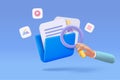 3d media file management concept. Searching image and video files in database. Document management soft, document flow app, Royalty Free Stock Photo