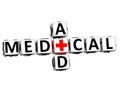 3D Medical Aid Crossword Block Button text Royalty Free Stock Photo