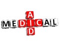 3D Medical Aid Crossword Block Button text Royalty Free Stock Photo