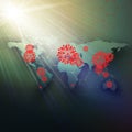 3d medical background of corona virus with world map. Covid 19, coronavirus infection. Virus concept vector illustration Royalty Free Stock Photo