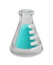 3d medical transparent glass flask with liquid. Scientific technology. laboratory, biotechnology, chemistry, science Royalty Free Stock Photo