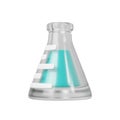 3d medical transparent glass flask with liquid. Scientific technology. laboratory, biotechnology, chemistry, science Royalty Free Stock Photo