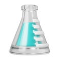 3d medical transparent glass flask with liquid. Scientific technology. laboratory, biotechnology, chemistry, science Royalty Free Stock Photo