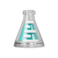 3d medical transparent glass flask with liquid. Scientific technology. laboratory, biotechnology, chemistry, science Royalty Free Stock Photo