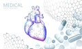 3D medicine heart medicine treatment. Human health diagnostics vascular organ system pill vitamins. Cardiology heart