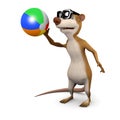 3d Meerkat plays with a beachball