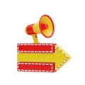 3d megaphone on directional arrow sign announcing important information transparent background Royalty Free Stock Photo