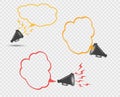 3D megaphone hailer, talking loudly to turn. The concept of advertising discount, bubble. Sound waves are directed. Vector.