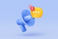 3d megaphone speaker or loudspeaker for announce. Comment reply is false, correct, problem, fail alert and announcement with
