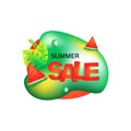 3d memphis summer sale poster design on white background