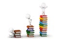 3D Men Standing on Stacks of Books