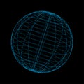 3D mesh grid sphere, net wire, vector lines illustration. 3D wireframe or geometric network in lines or mesh Royalty Free Stock Photo