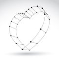 3d mesh stylish web monochrome love heart sign on white