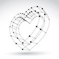 3d mesh stylish web monochrome love heart sign
