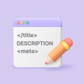 3D Meta Tags and Description Browser Concept Royalty Free Stock Photo