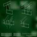 3D metal construction. The beams and columns Royalty Free Stock Photo