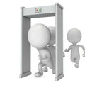 3D metal detector scanner and running people isolated on white Royalty Free Stock Photo