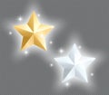 3d Metal Stars Gold Silver Glowing Vector Elements