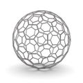 3d metal wireframe ball over white background with shadow Royalty Free Stock Photo